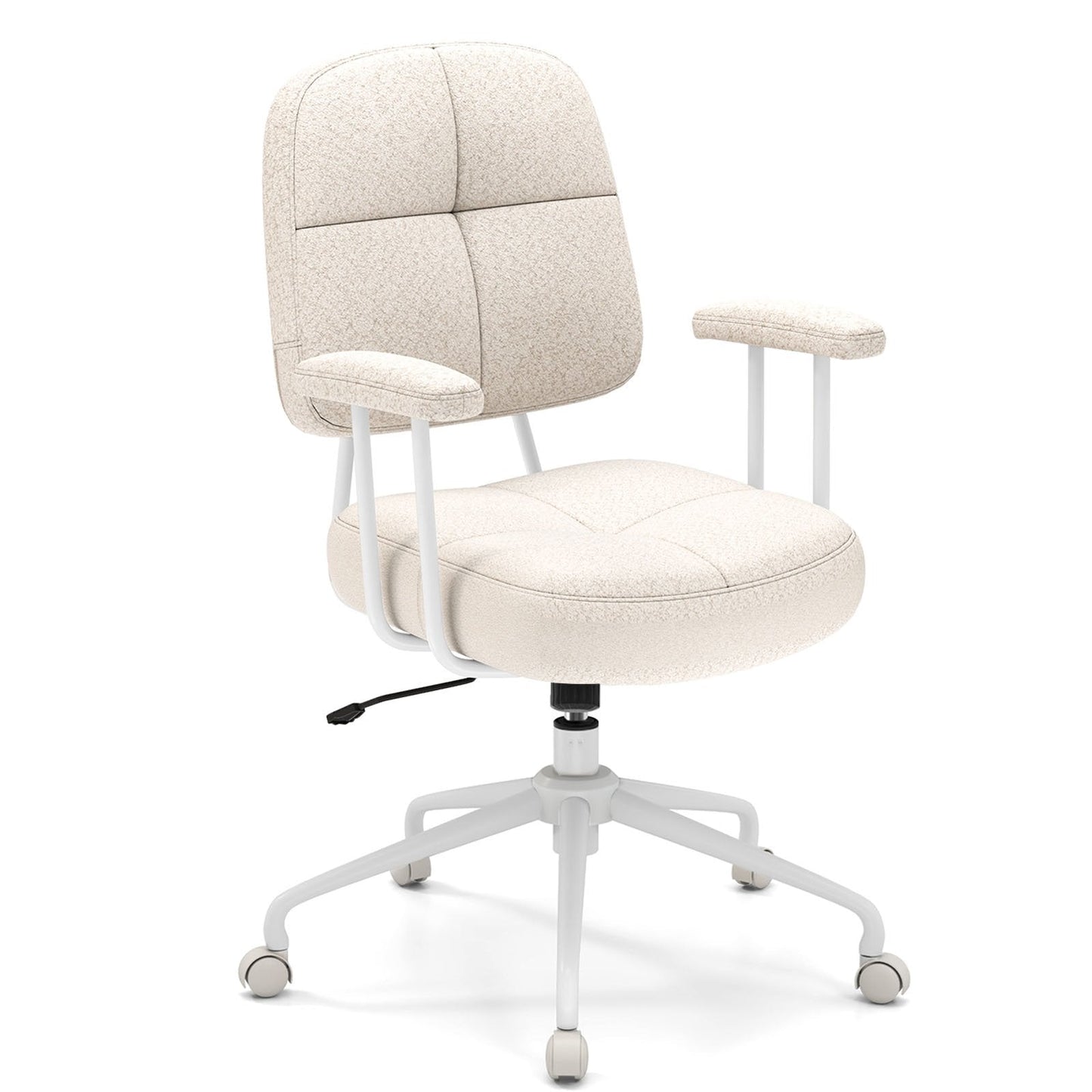 Home Office Chair with Cushioned Back and Rocking Function-Beige