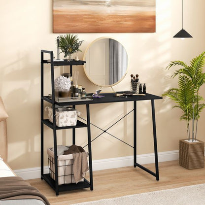 Home Office Desk with Bookshelf and Host Stand-Black