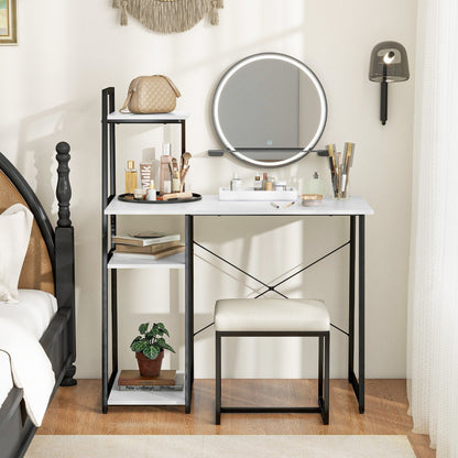 Home Office Desk with Bookshelf and Host Stand-White