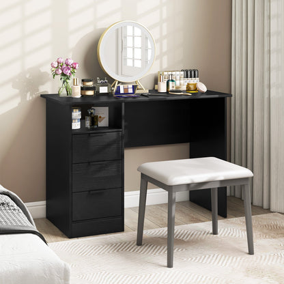 Home Office Desk with Power Outlet and 3 Storage Drawers-Black