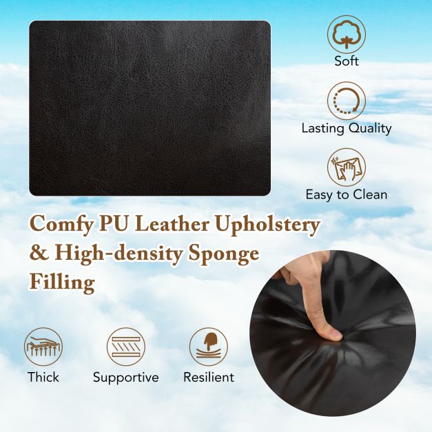 Home Office Small Desk Chair with Adjustable Height Wheels-Dark Brown