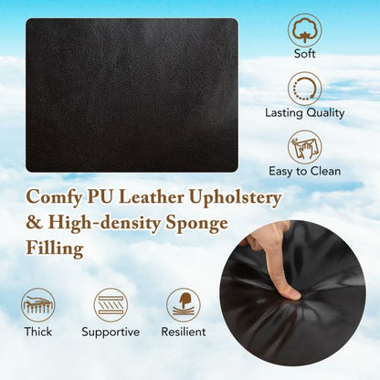 Home Office Small Desk Chair with Adjustable Height Wheels-Dark Brown