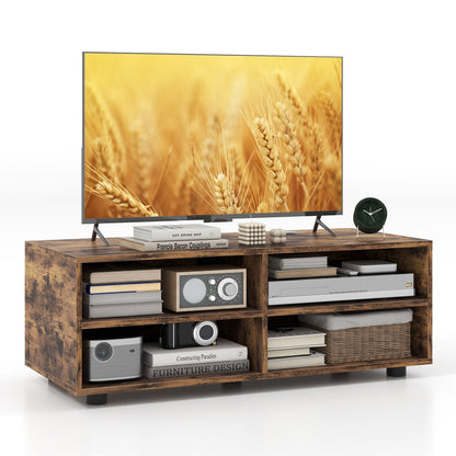 Home TV Stand with 5 Positions Adjustable Shelves for TV up to 4 Cubbies-Rustic Brown