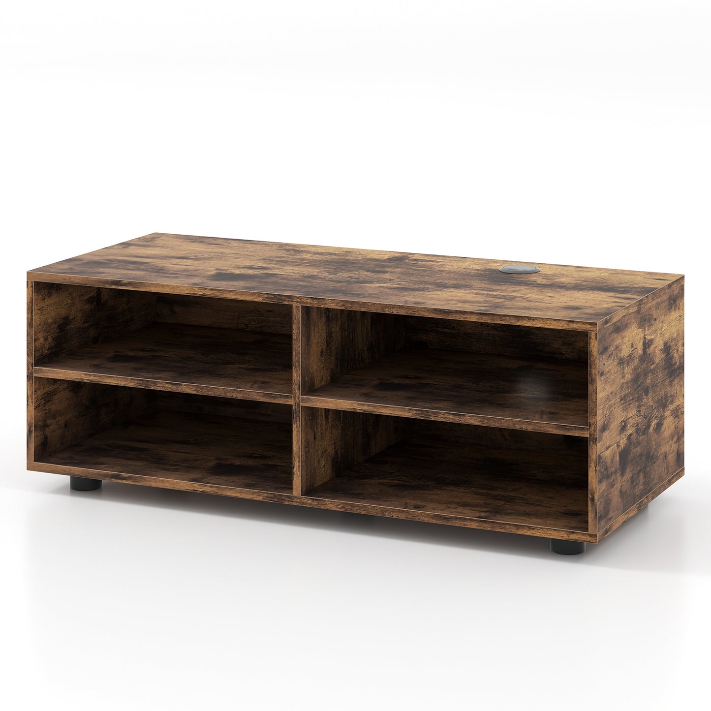 Home TV Stand with 5 Positions Adjustable Shelves for TV up to 4 Cubbies-Rustic Brown