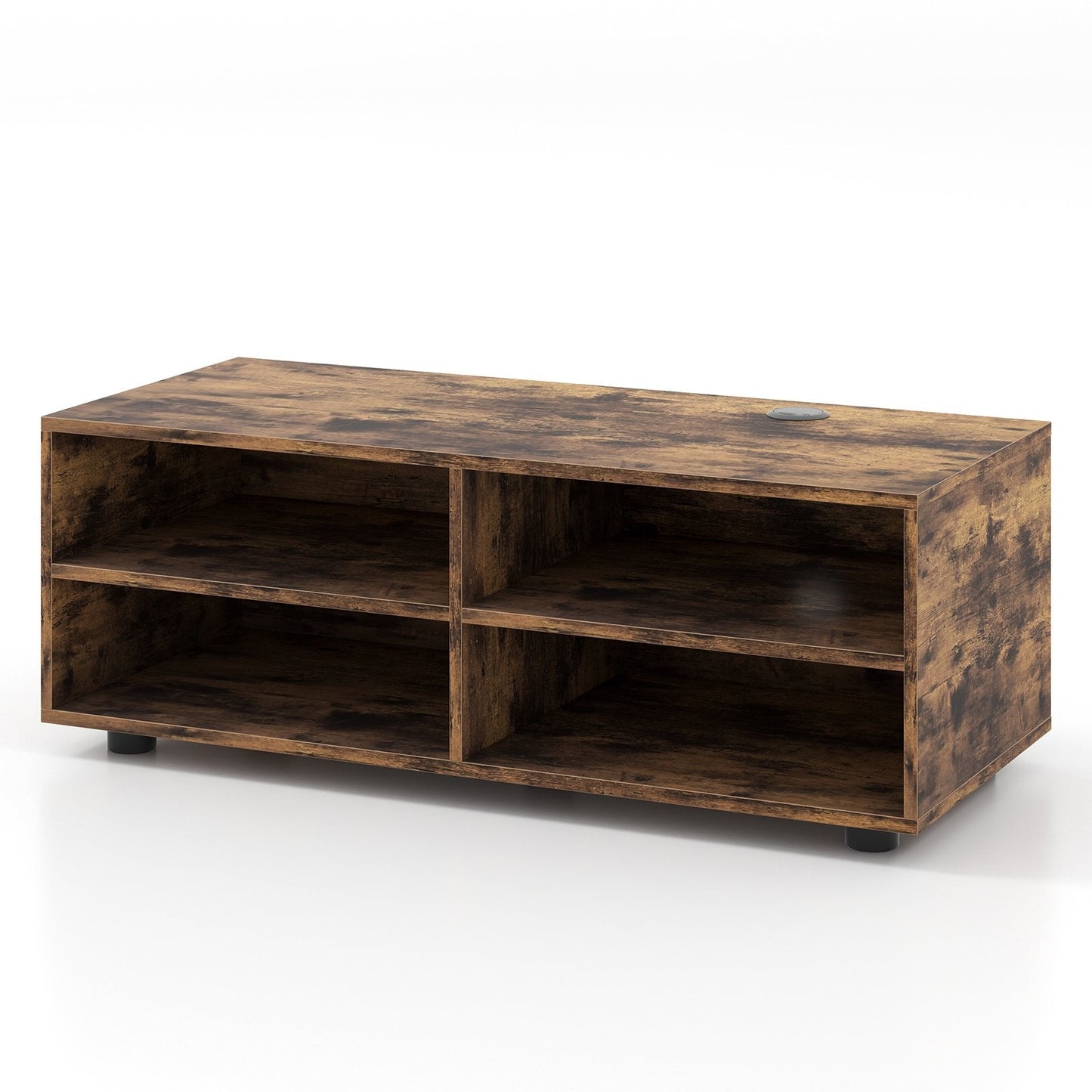 Home TV Stand with 5 Positions Adjustable Shelves for TV up to 4 Cubbies-Rustic Brown