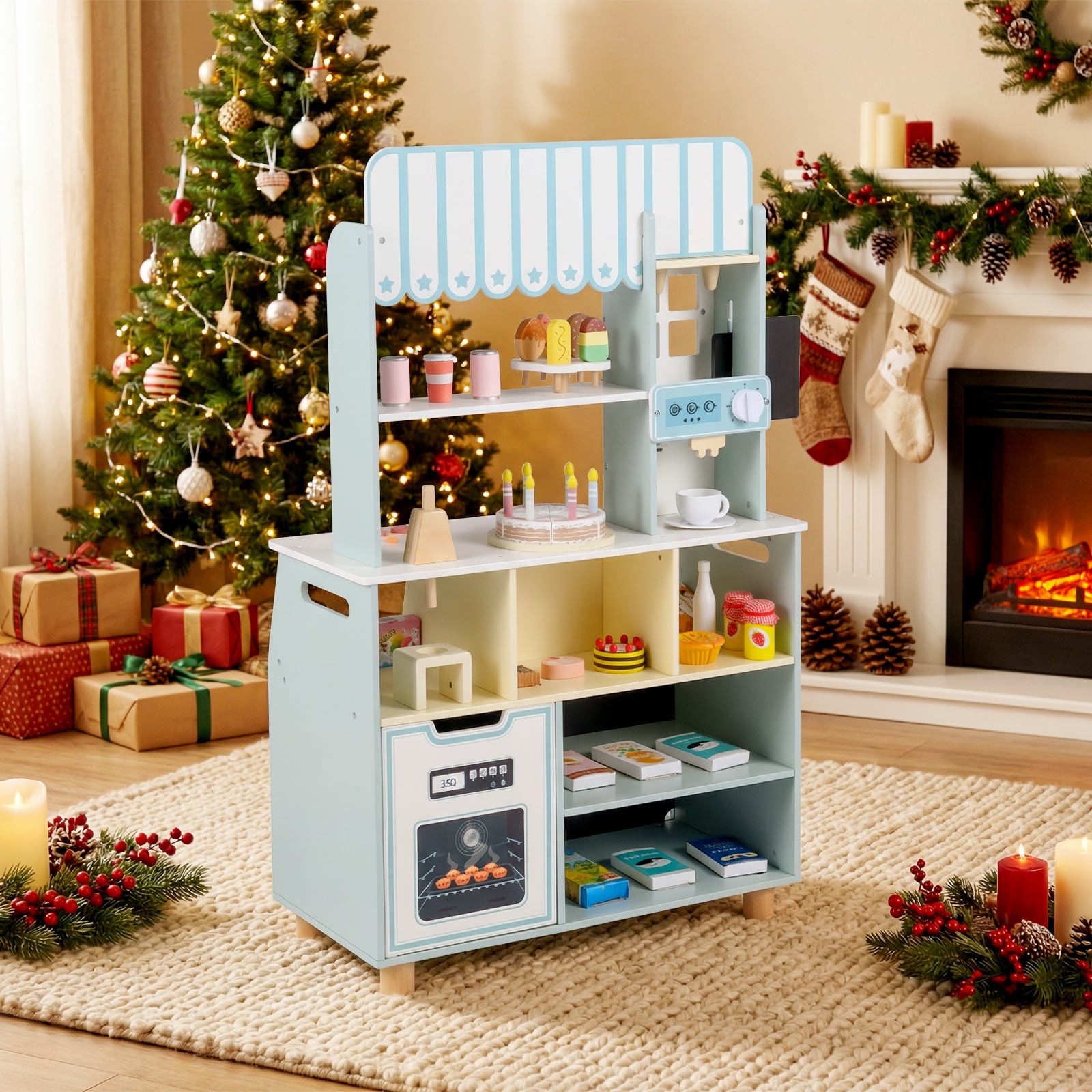 Honey Joy Kids Ice Cream Shop with 27 Accessories for Aged 3+-Blue