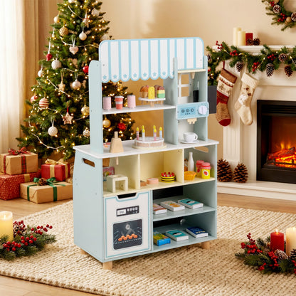 Honey Joy Kids Ice Cream Shop with 27 Accessories for Aged 3+-Blue
