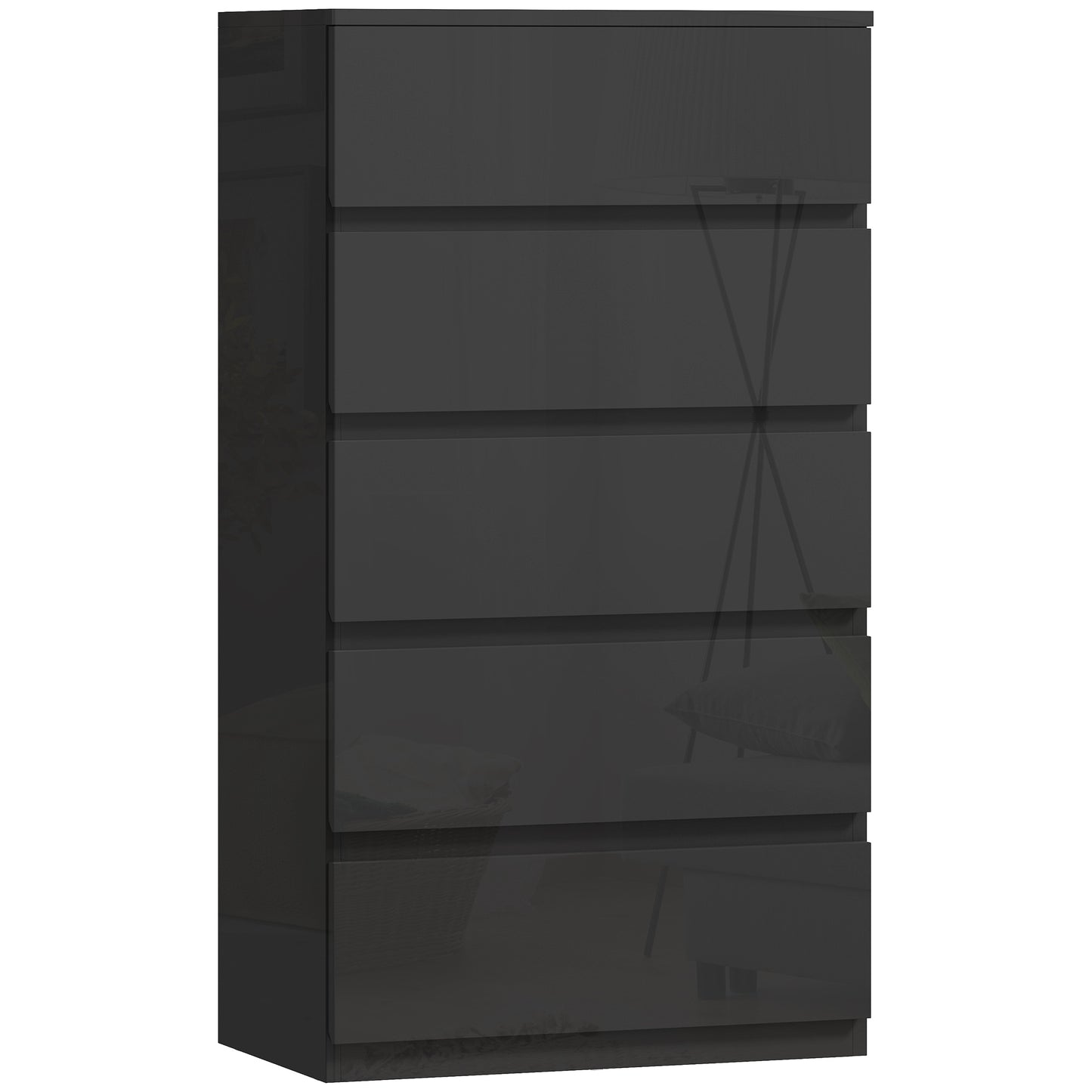 HOMCOM Chest of Drawers, 5-Drawer Storage Cabinets, Modern Dresser, Storage Drawer Unit for Bedroom