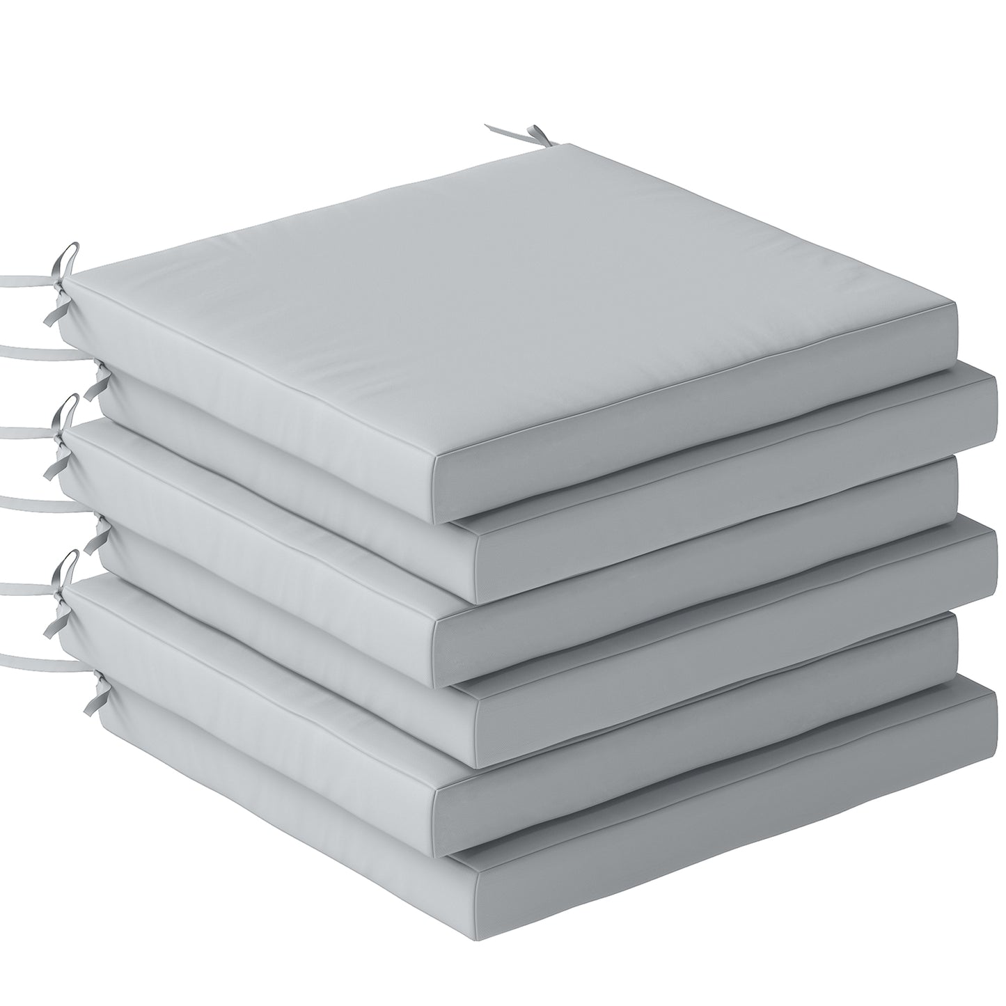 Outsunny Set of 6 Outdoor Seat Cushions with Machine Washable Cover, Water Repellent Seat Cushions Light Grey