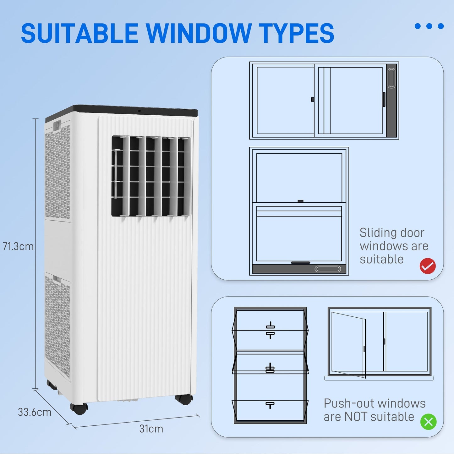 HOMCOM 7,000 BTU App-Controlled Mobile Air Conditioner, 15m2 Radius - White