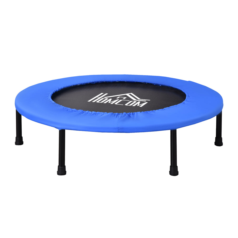 HOMCOM 36" Mini Fitness Trampoline Home Gym Yoga Exercise Rebounder Indoor Outdoor Jumper with Safety Pad, Support Up to 100 KG, Blue and Black