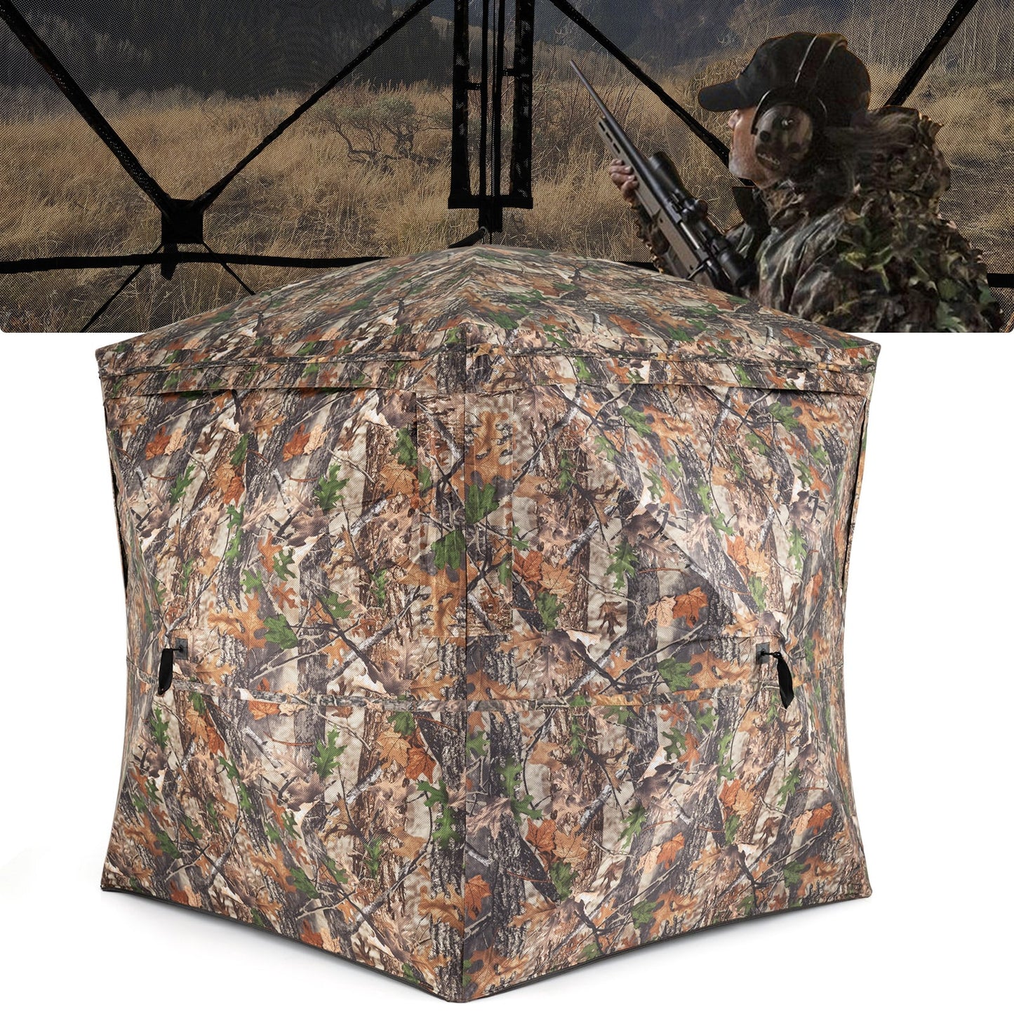Hunting Blind for 2-3 Person 270° See-through Pop-Up Ground Blind