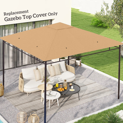 Outsunny 3 x 3 m Gazebo Canopy Replacement Cover, Garden Gazebo Roof Replacement with Drain Holes, TOP COVER ONLY, Beige