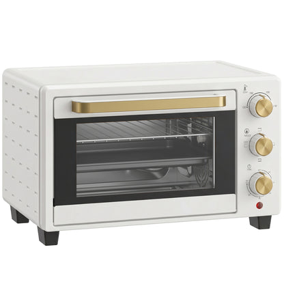 HOMCOM 21L Mini Countertop Oven, 100Â°C-230Â°C Adjustable Temperature, White