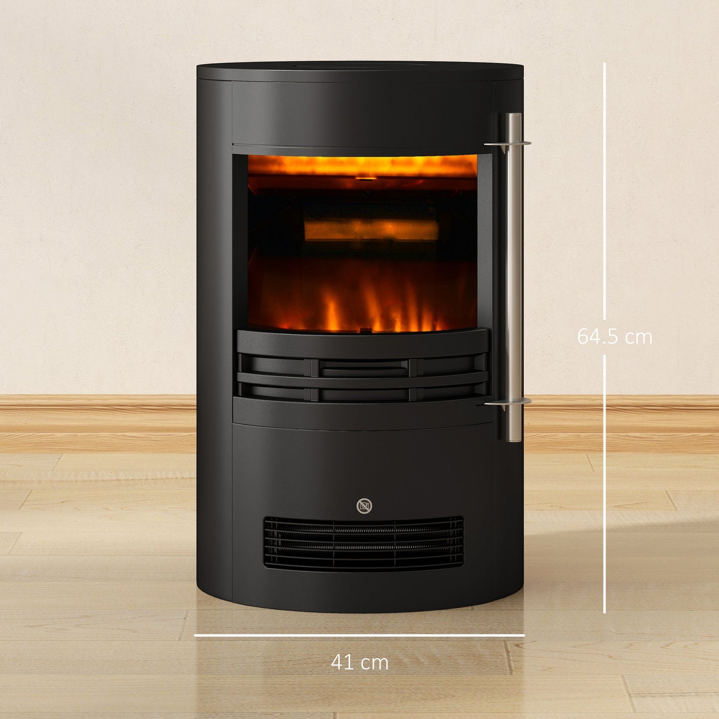 HOMCOM 1000W/2000W Freestanding Electric Fireplace, Indoor Heater Fire Stove with Log Burner Effect Flame, Thermostat Control