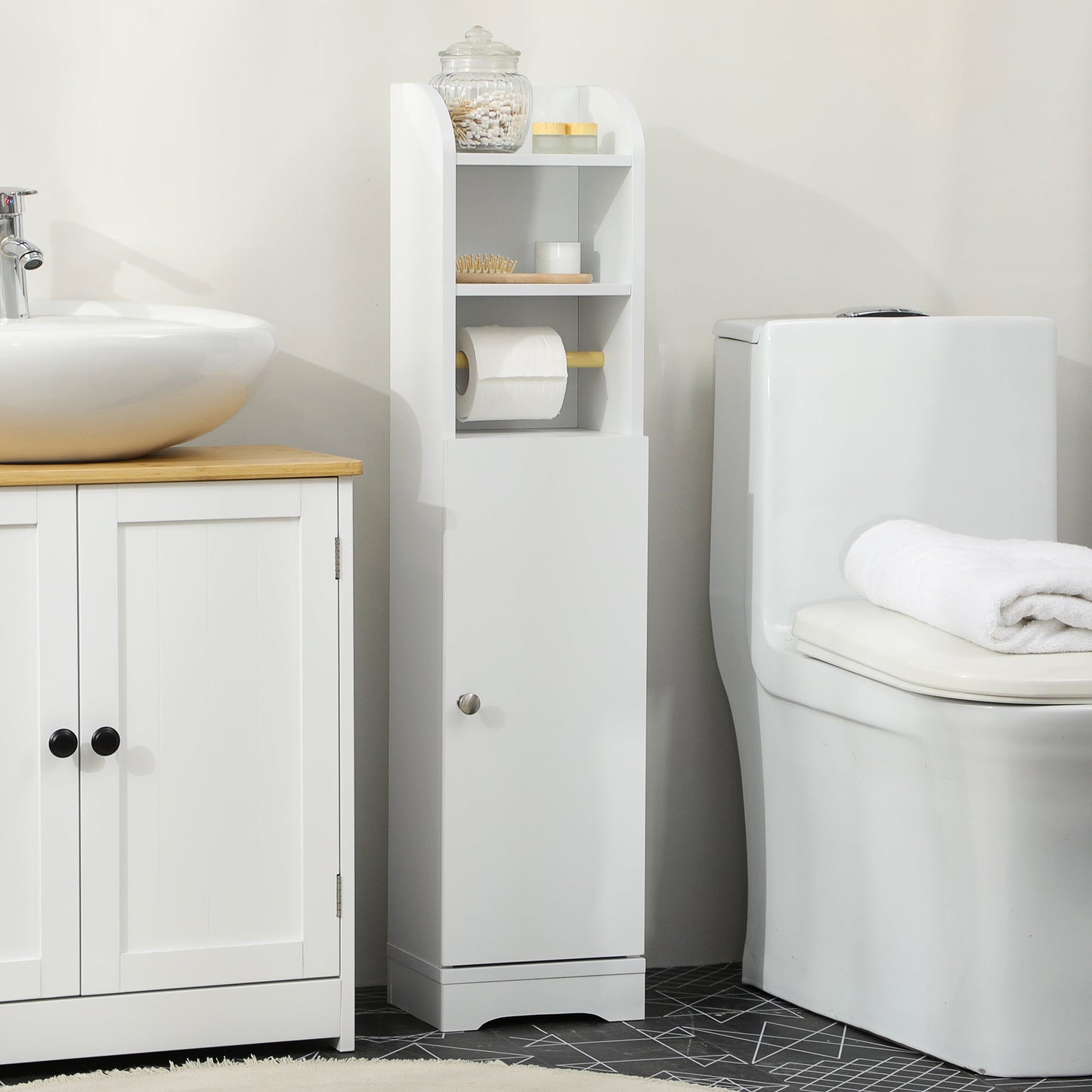 kleankin Multi-Storage Narrow Bathroom Cabinet - White