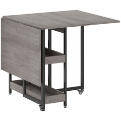 HOMCOM Four-Person Drop Leaf Table - Grey Wood-Effect