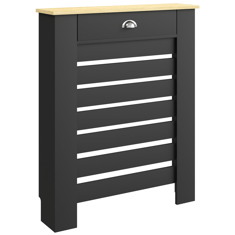 HOMCOM 95.5H x 78Wcm Radiator Cover, with Drawer - Black