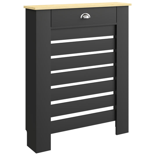 HOMCOM 95.5H x 78Wcm Radiator Cover, with Drawer - Black