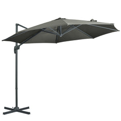 Outsunny 3 x 3(m) Cantilever Parasol with Cross Base, Garden Umbrella with 360 Rotation, Crank Handle and Tilt for Outdoor, Patio, Grey