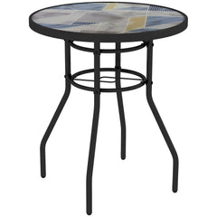 Outsunny a60 Garden Table, with Glass Printed Tabletop - Multicolour