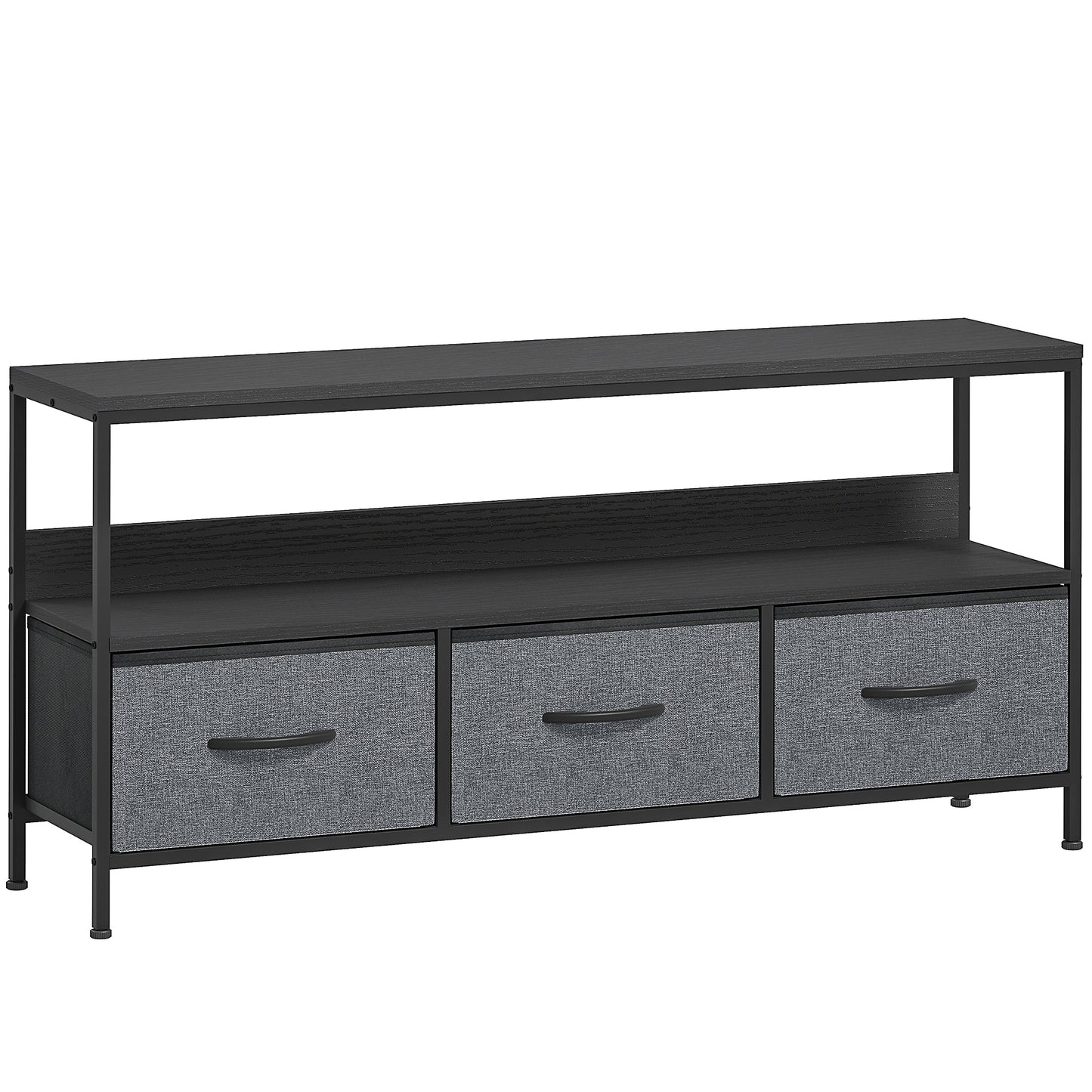 HOMCOM TV Stand Cabinet with 3 Foldable Drawers - Black