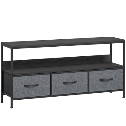 HOMCOM TV Stand Cabinet with 3 Foldable Drawers - Black