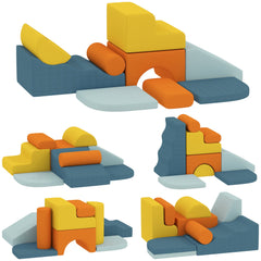 AIYAPLAY 9-Piece Soft Play Set, Kids Soft Play Foam Blocks with Detachable Cover for Climbing and Crawling
