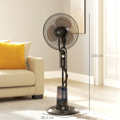 HOMCOM Pedestal Fan with Water Mist Spray, Spray Misting Fan with 70 Oscillation, Tilt Head, 4 Speeds, 3 Modes, Adjustable Mist, 3.2L Water Tank, for Home, 120 cm