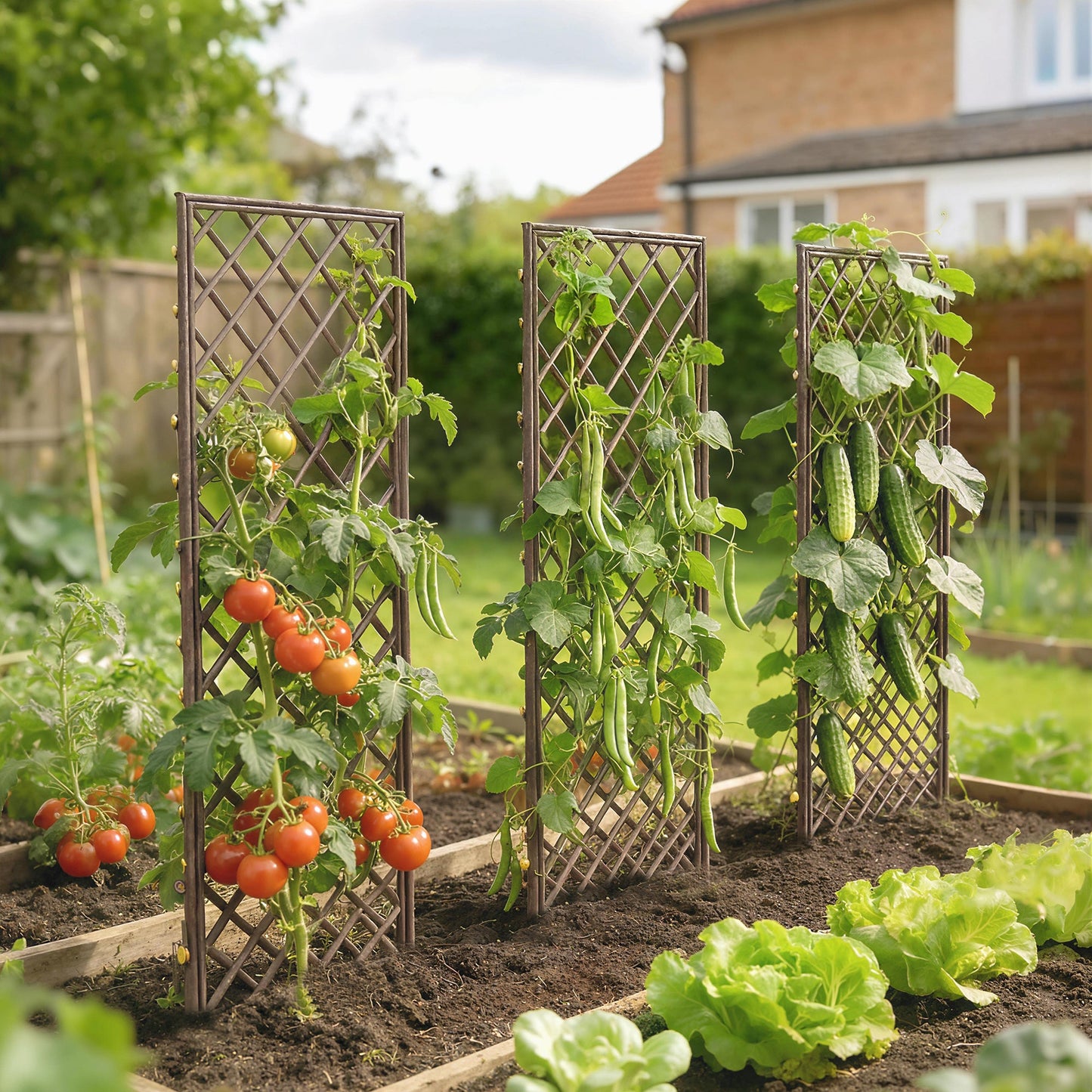 Outsunny Garden Arch, Garden Arbor with 8mm Wicker and Flat Top, Natural Wood Finish