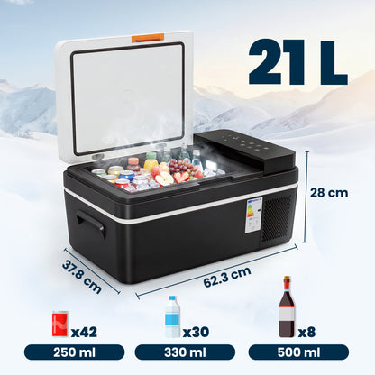 Outsunny 20L Compressor Car Fridge Freezer, Camping Refrigerator with App Control, 12/24V DC and 100-240V AC,