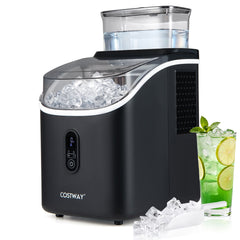 Ice Cube Maker Countertop w/ External Tank & Self-Cleaning 13 Thickness Levels-Black