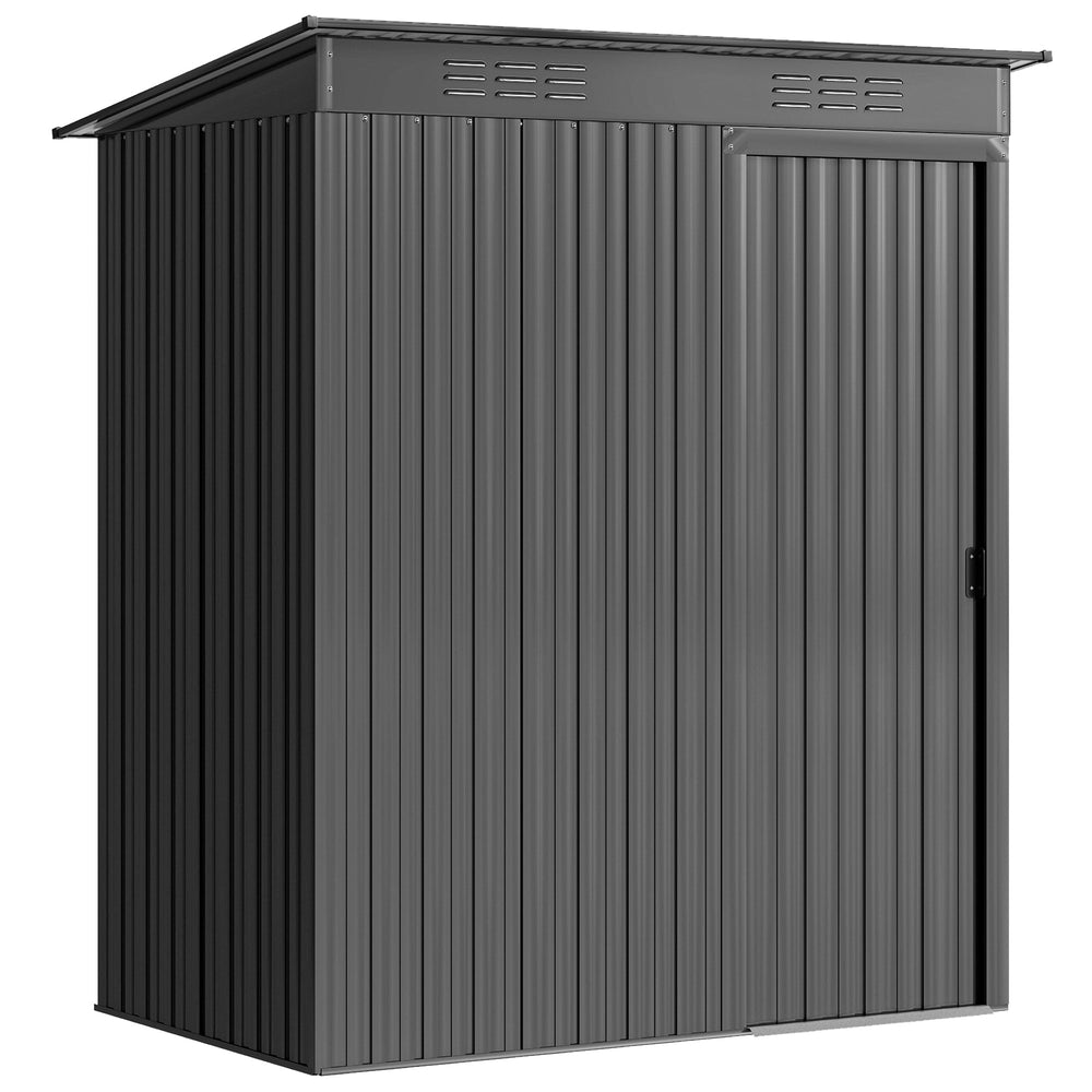 Outsunny 5 x 3.5ft Metal Garden Storage Shed with Effortless Assembly and 2 Pairs of Gloves, Waterproof Outdoor Shed, Dark Grey