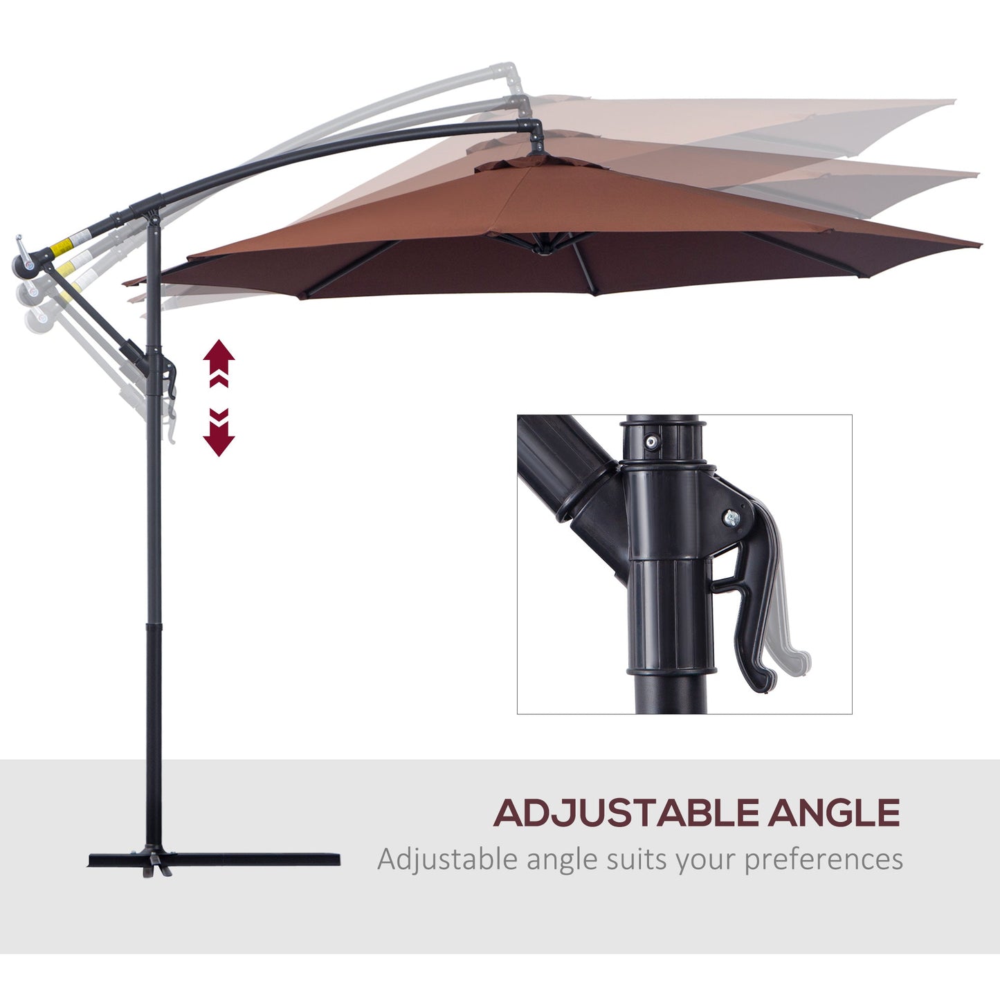 Outsunny Î¦3m Hanging Umbrella Parasol-Coffee