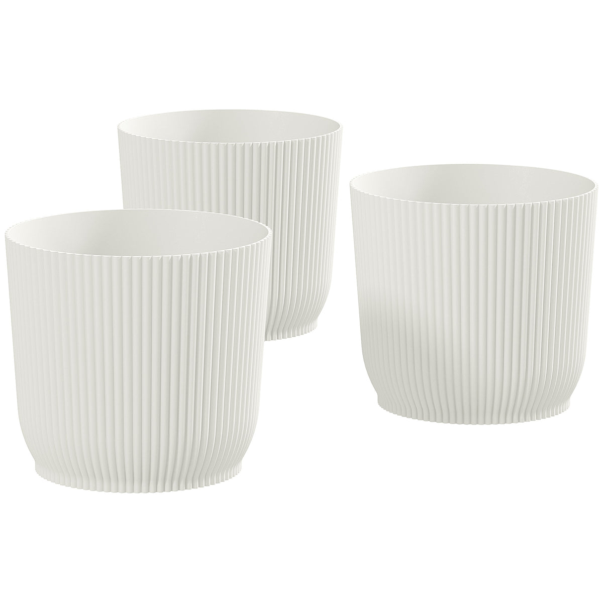 Outsunny Set of Three Ф22cm Planters - White
