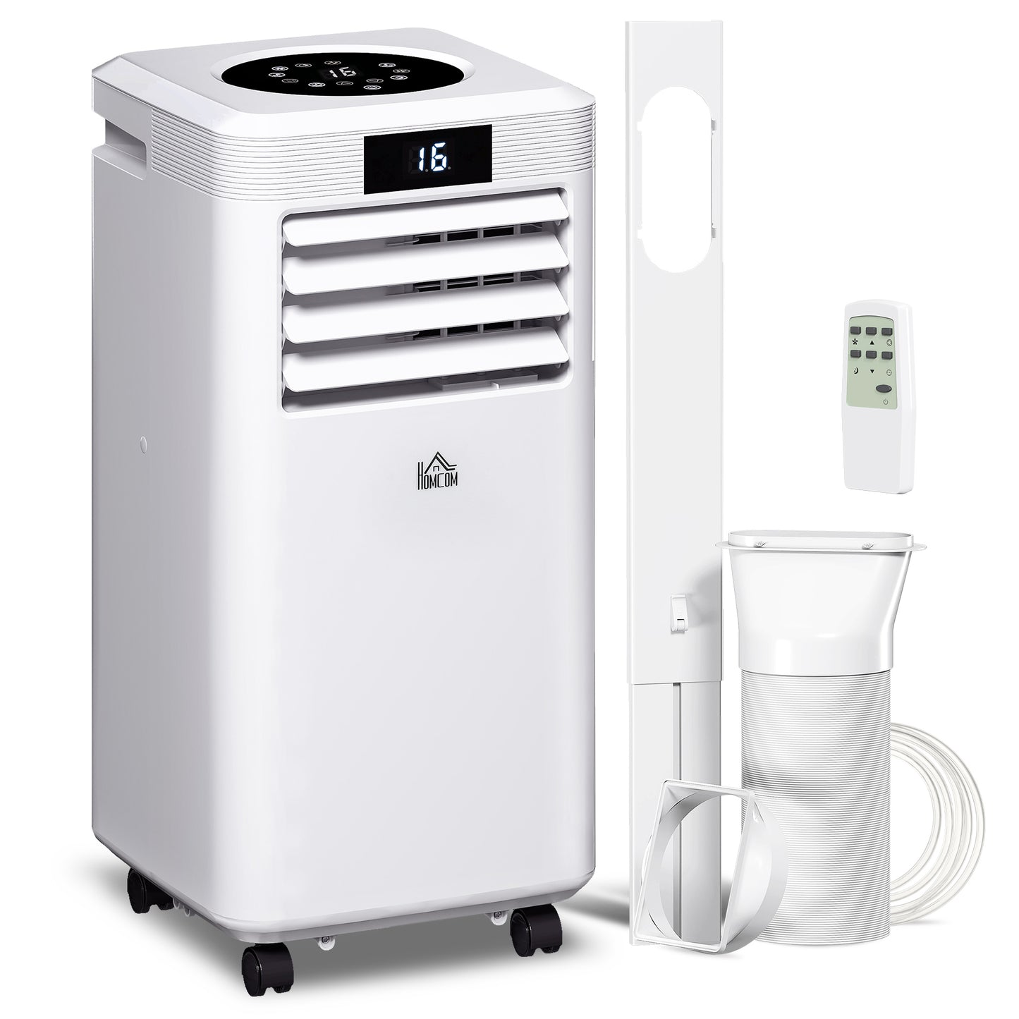 HOMCOM 10000 BTU Air Conditioning Unit, 3-in-1 Portable Air Conditioner, Dehumidifier, Cooling Fan with Remote Control, Digital Display, 2 Speeds, 24H Timer, Window Venting Kit, 22mÂ²