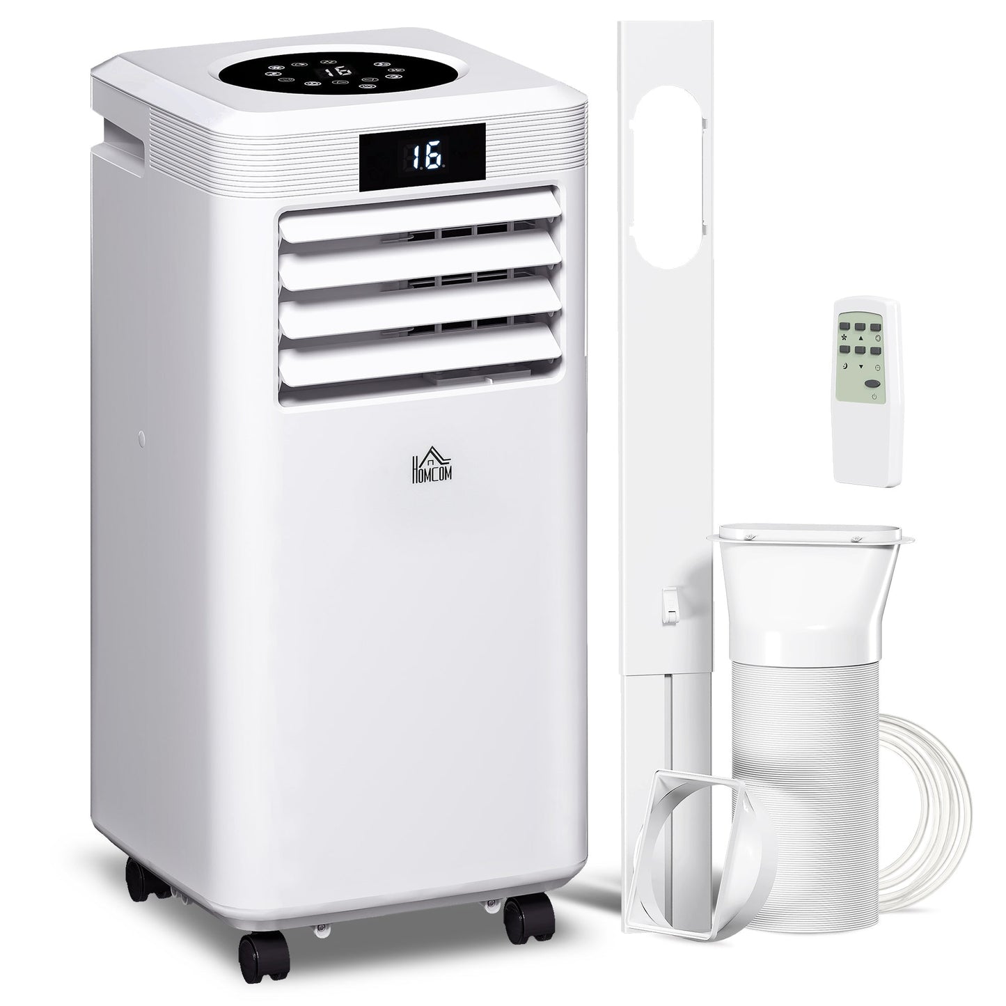 HOMCOM 10000 BTU Air Conditioning Unit, 3-in-1 Portable Air Conditioner, Dehumidifier, Cooling Fan with Remote Control, Digital Display, 2 Speeds, 24H Timer, Window Venting Kit, 22m2