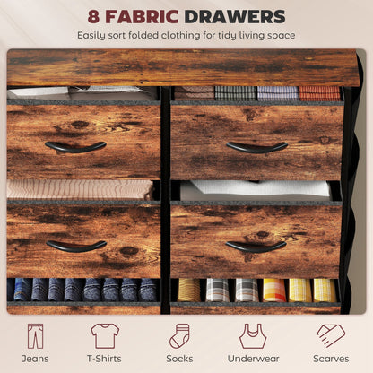 HOMCOM Chest of Eight Fabric Drawers - Rustic Brown