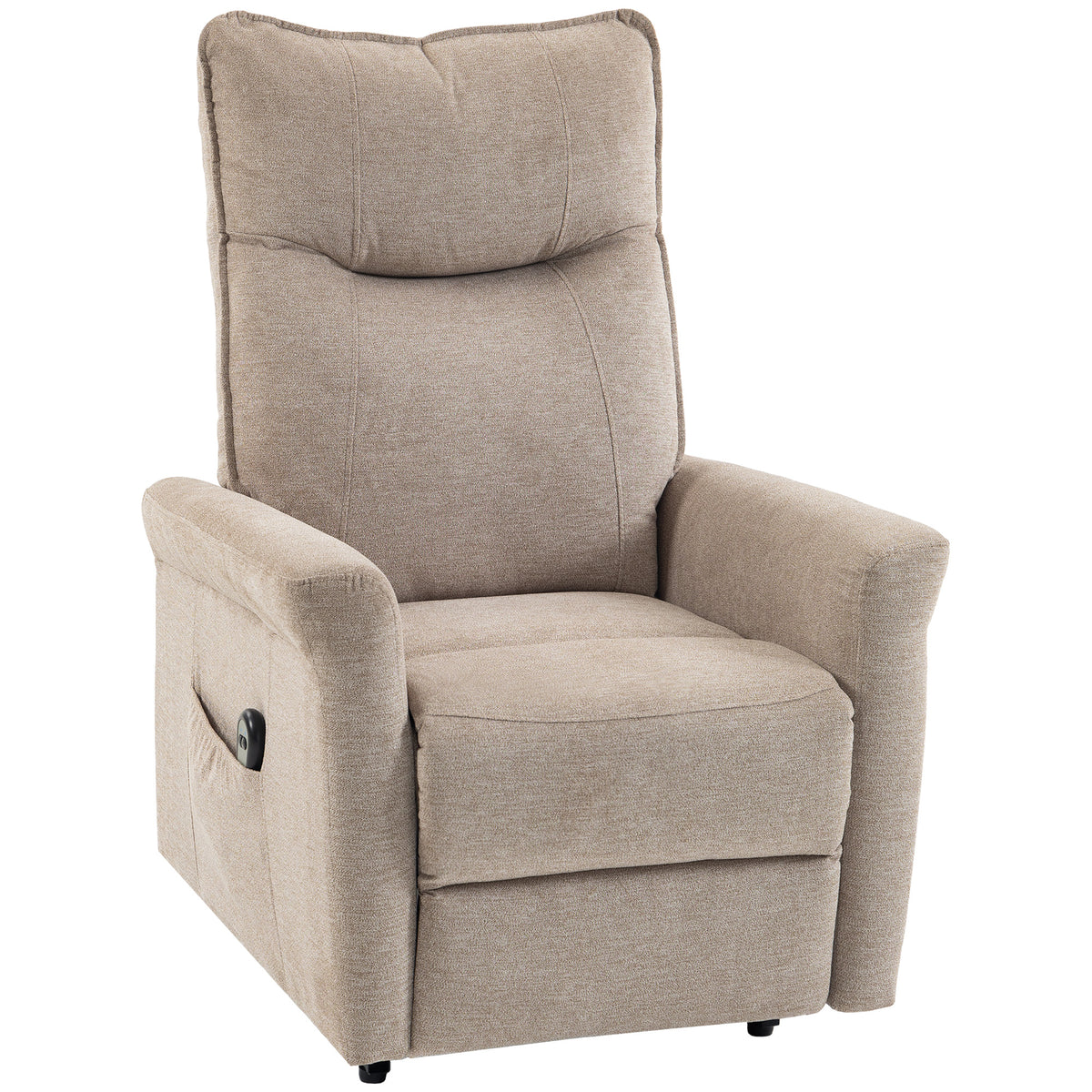 HOMCOM Power Lift Chair, Chenille Rise and Recliner Armchair with Pocket Spring, Footrest, Remote for Living Room, Light Brown