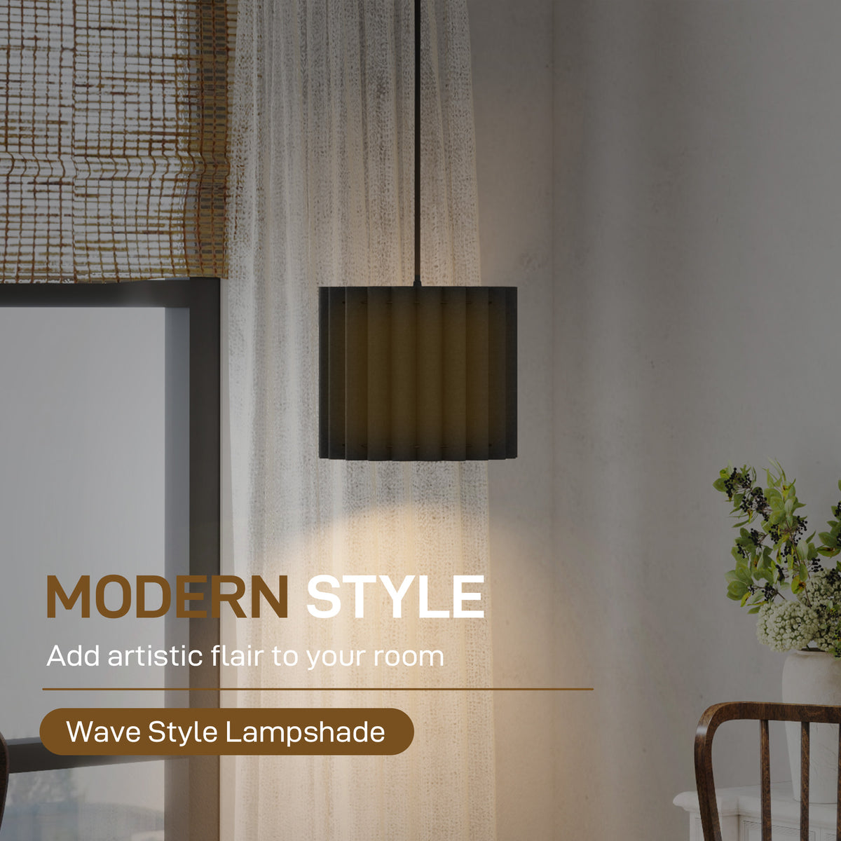 HOMCOM Linen Pendant Light, Bedside Ceiling Lamps with E27 Bulb, Modern Hanging Lights for Living Room, Bedroom, Kitchen, Hallway, Black