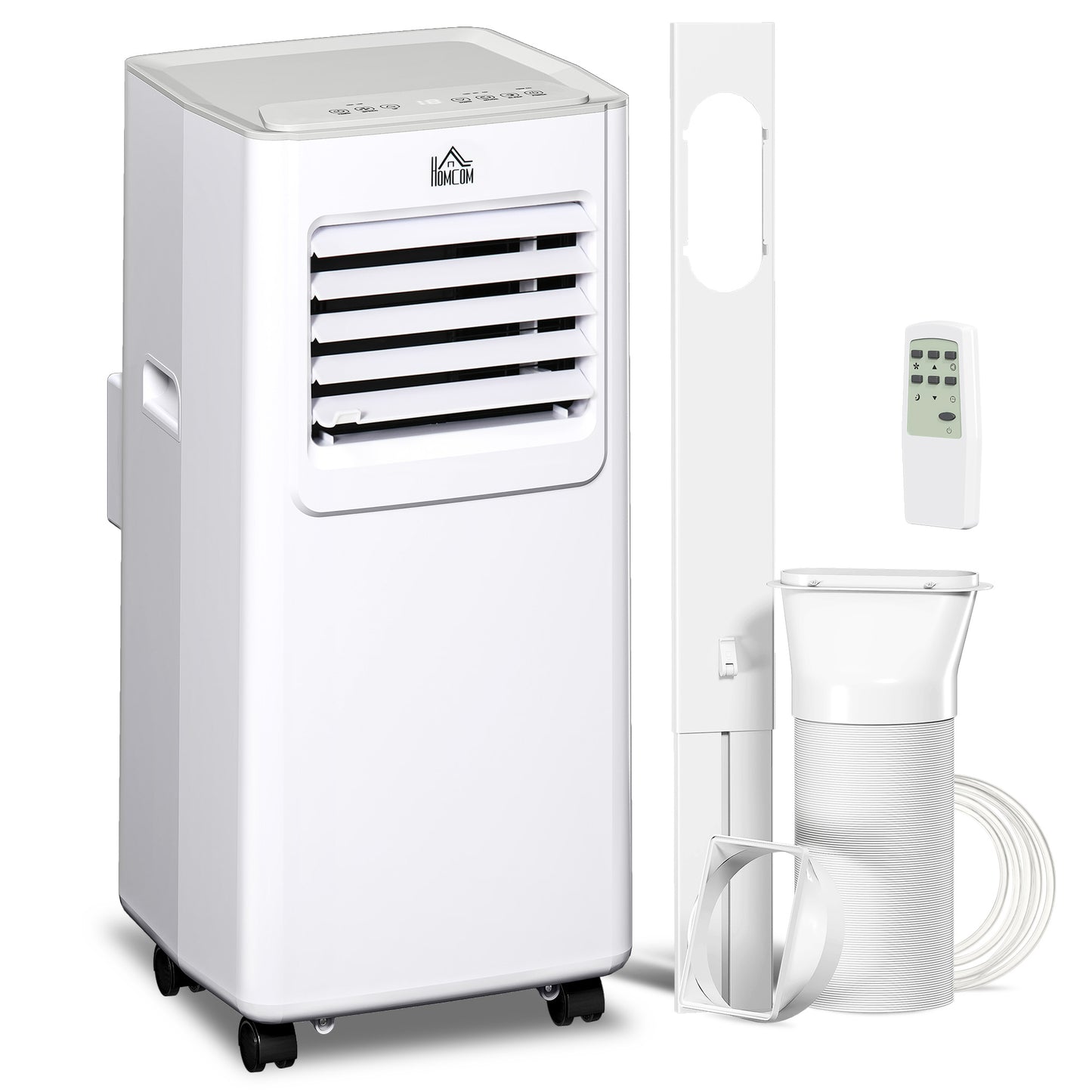 HOMCOM 7000 BTU Air Conditioning Unit, 3-in-1 Portable Air Conditioner, Dehumidifier, Cooling Fan with 2 Speeds, 24H Timer, Remote Control, LED Display, Window Venting Kit, 15mÂ²