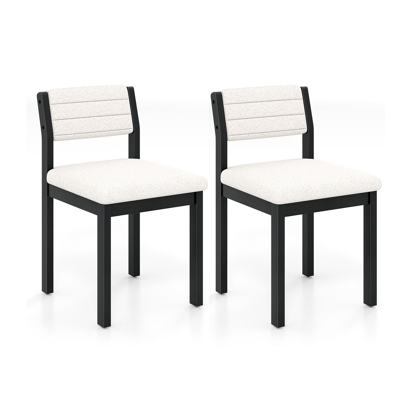 Imitation Lamb Fleece Home Chair with Upholstered Seat and Rubber Wood Legs-White