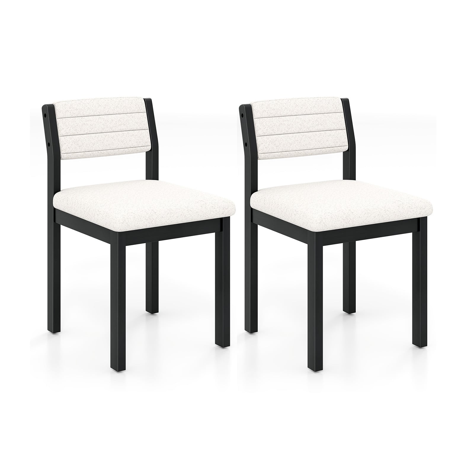 Imitation Lamb Fleece Home Chair with Upholstered Seat and Rubber Wood Legs-White