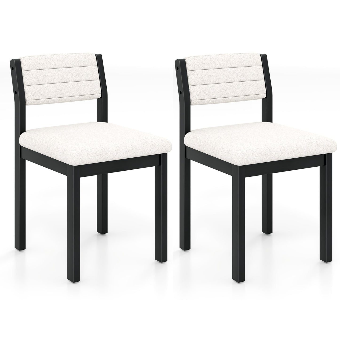 Imitation Lamb Fleece Home Chair with Upholstered Seat and Rubber Wood Legs-White