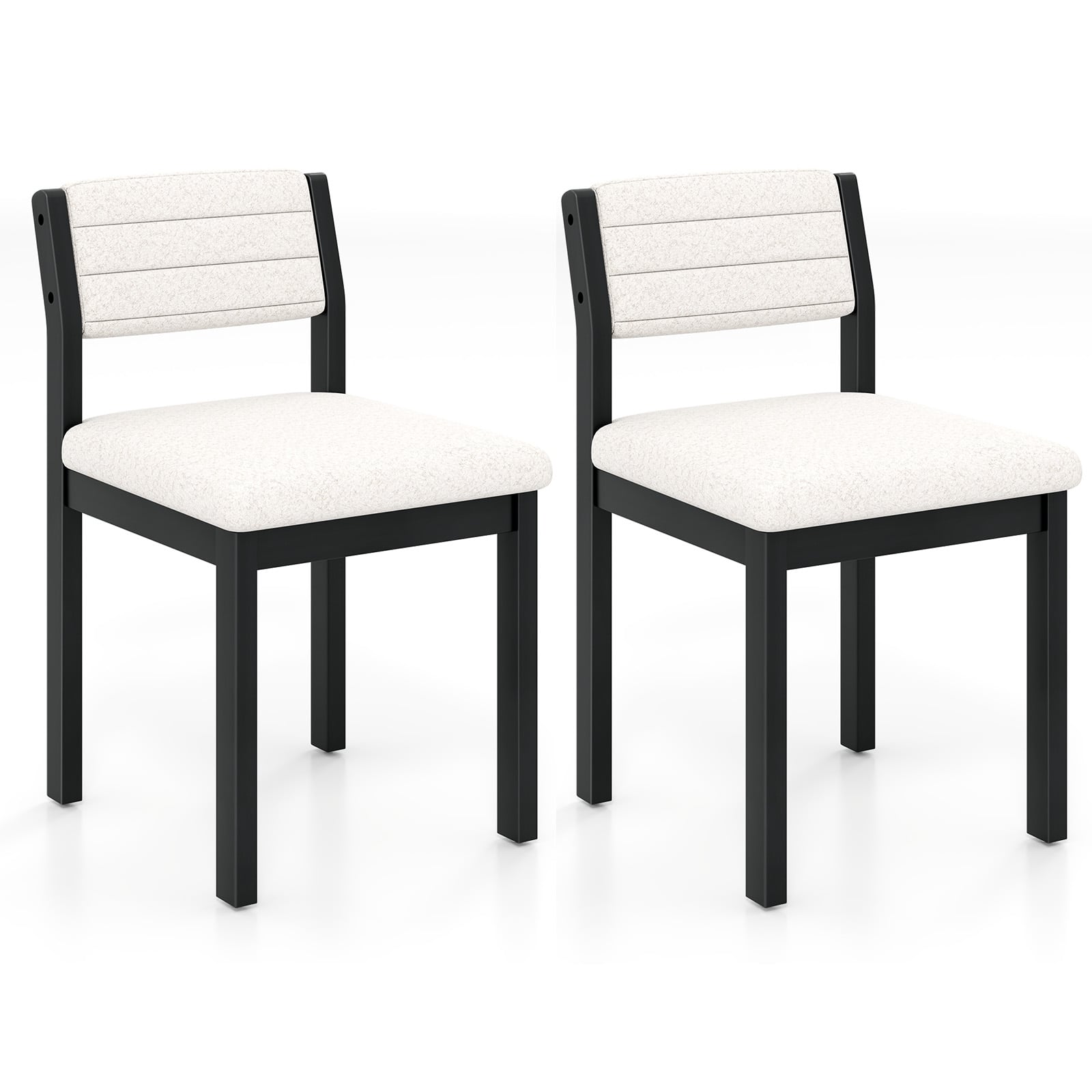 Imitation Lamb Fleece Home Chair with Upholstered Seat and Rubber Wood Legs-White