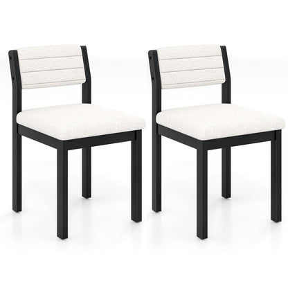 Imitation Lamb Fleece Home Chair with Upholstered Seat and Rubber Wood Legs-White
