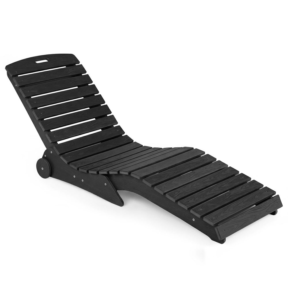 In-Pool Lounge Chair Ergonomic S-Curve HDPE Pool Chaise Lounger with Wheels-Black