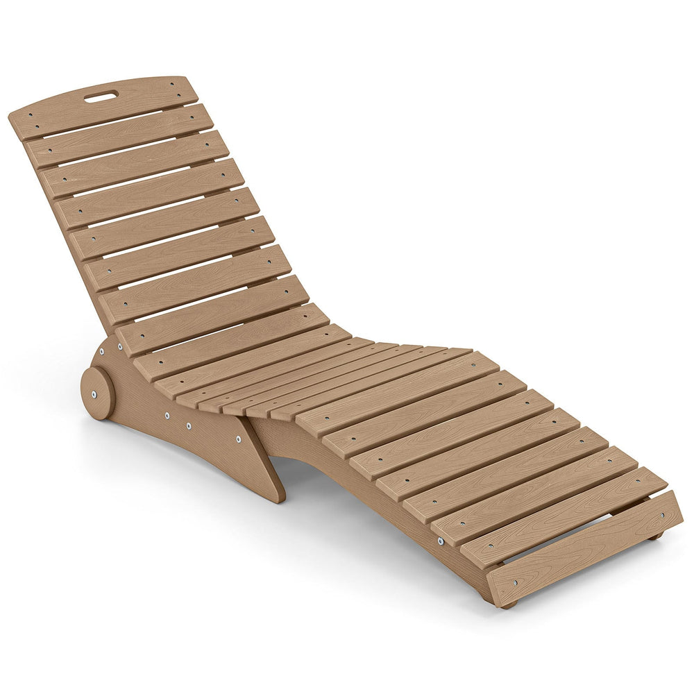 In-Pool Lounge Chair Ergonomic S-Curve HDPE Pool Chaise Lounger with Wheels-Brown