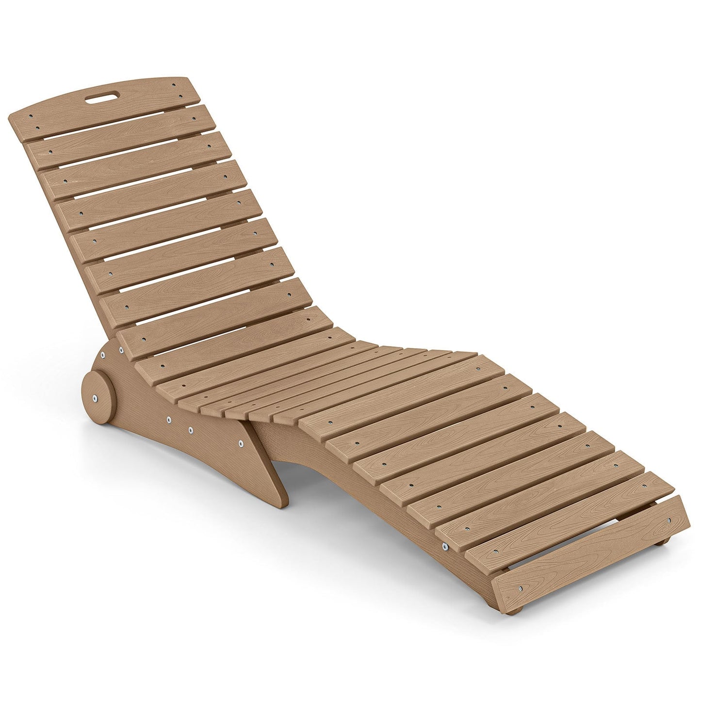 In-Pool Lounge Chair Ergonomic S-Curve HDPE Pool Chaise Lounger with Wheels-Brown
