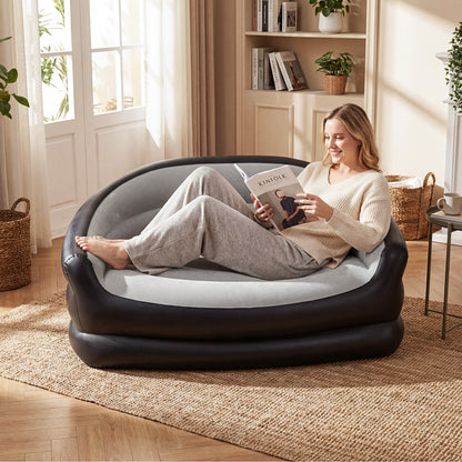 Indoor Air Sofa with Flocked Surface and Repair Patches-Grey